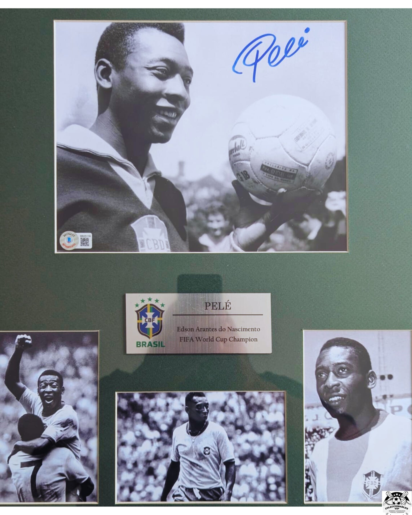 Pele foto autografiada y enmarcada certificada por Beckett BB25116..