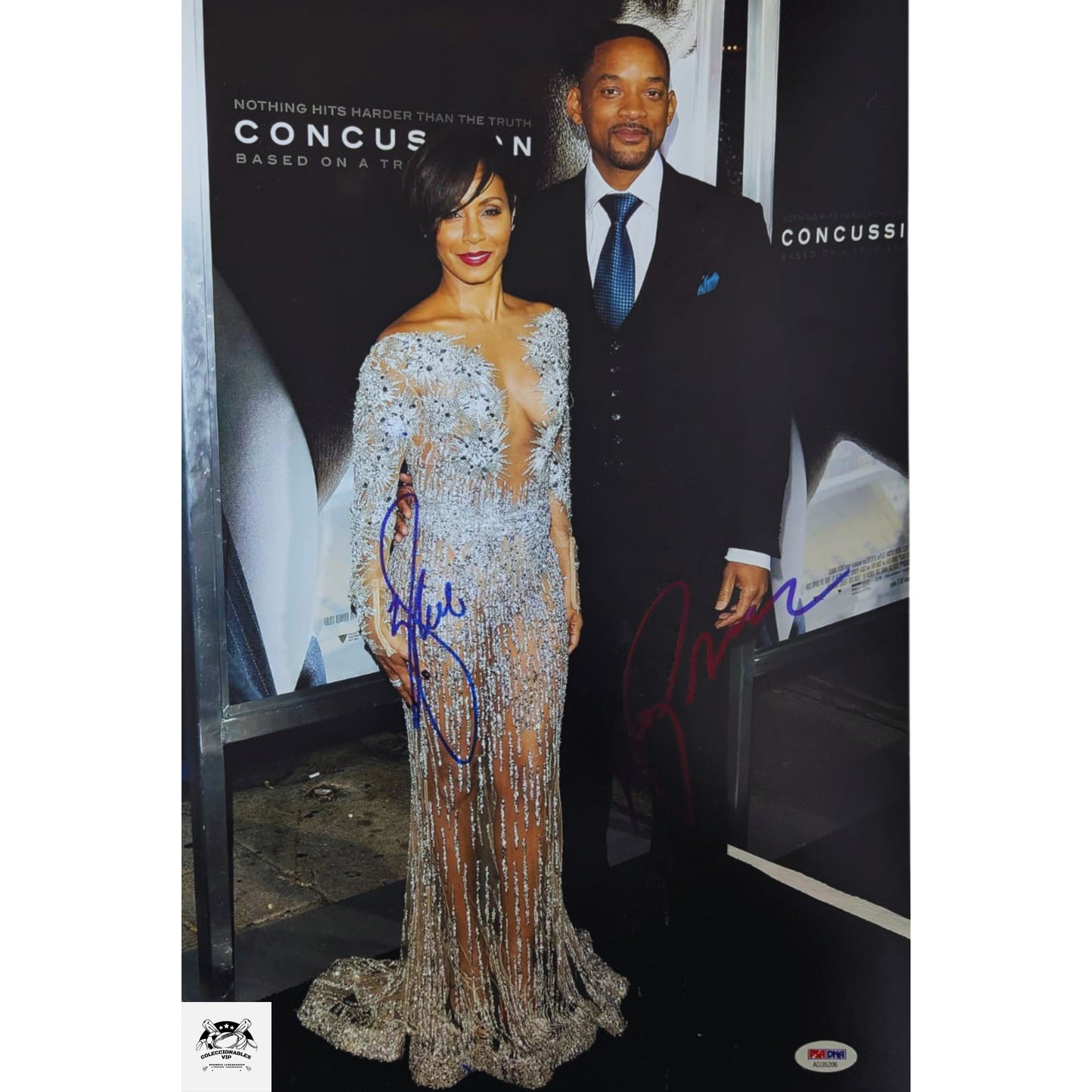 Will Smith y Jada fotografía autografiada por ambos firma certificada por PSA AD35206