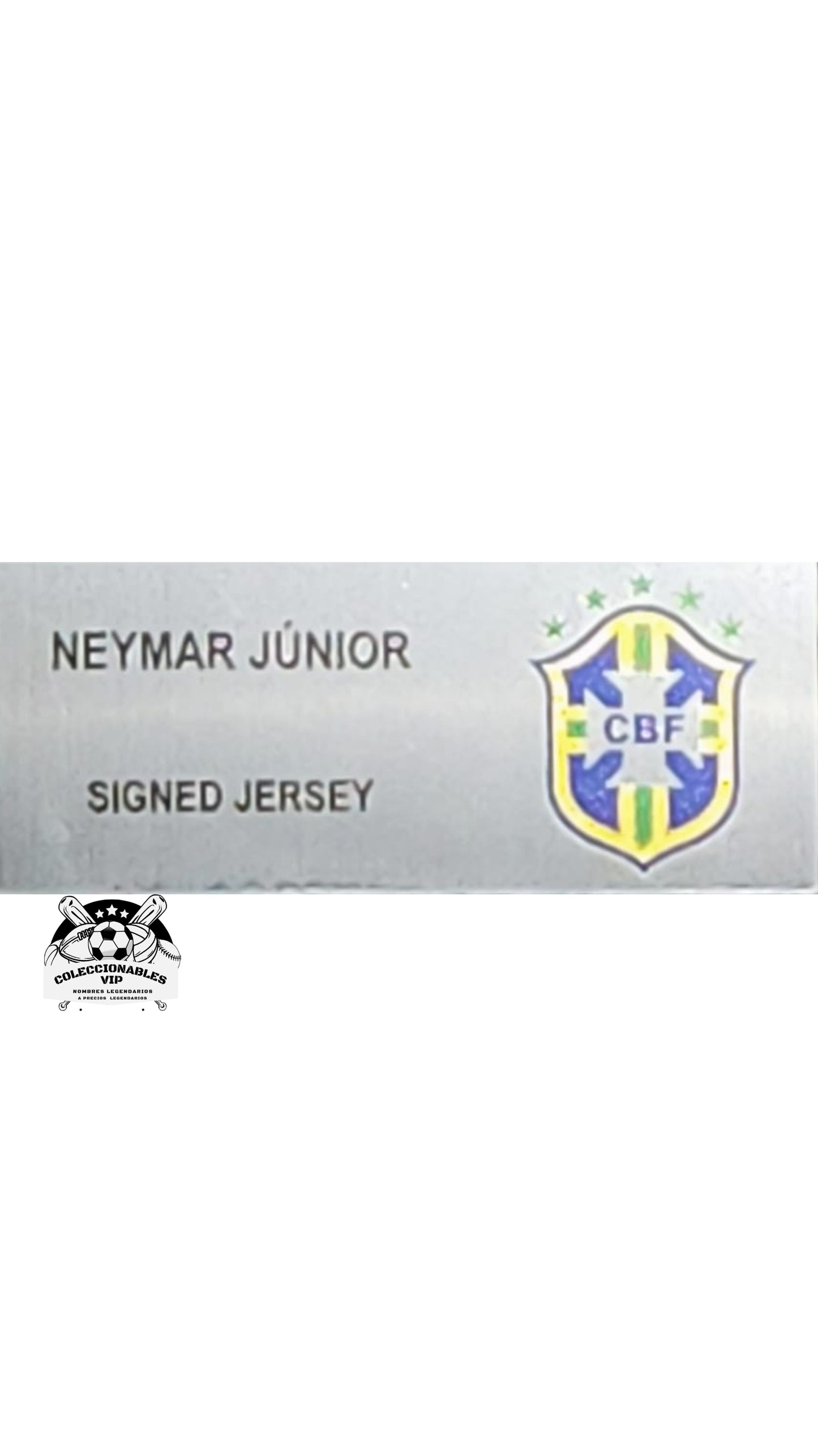 Neymar Jr Playera autografiada con tarjetas Enmarcada firma autentificada por la compañía Beckett con el número WS01055.