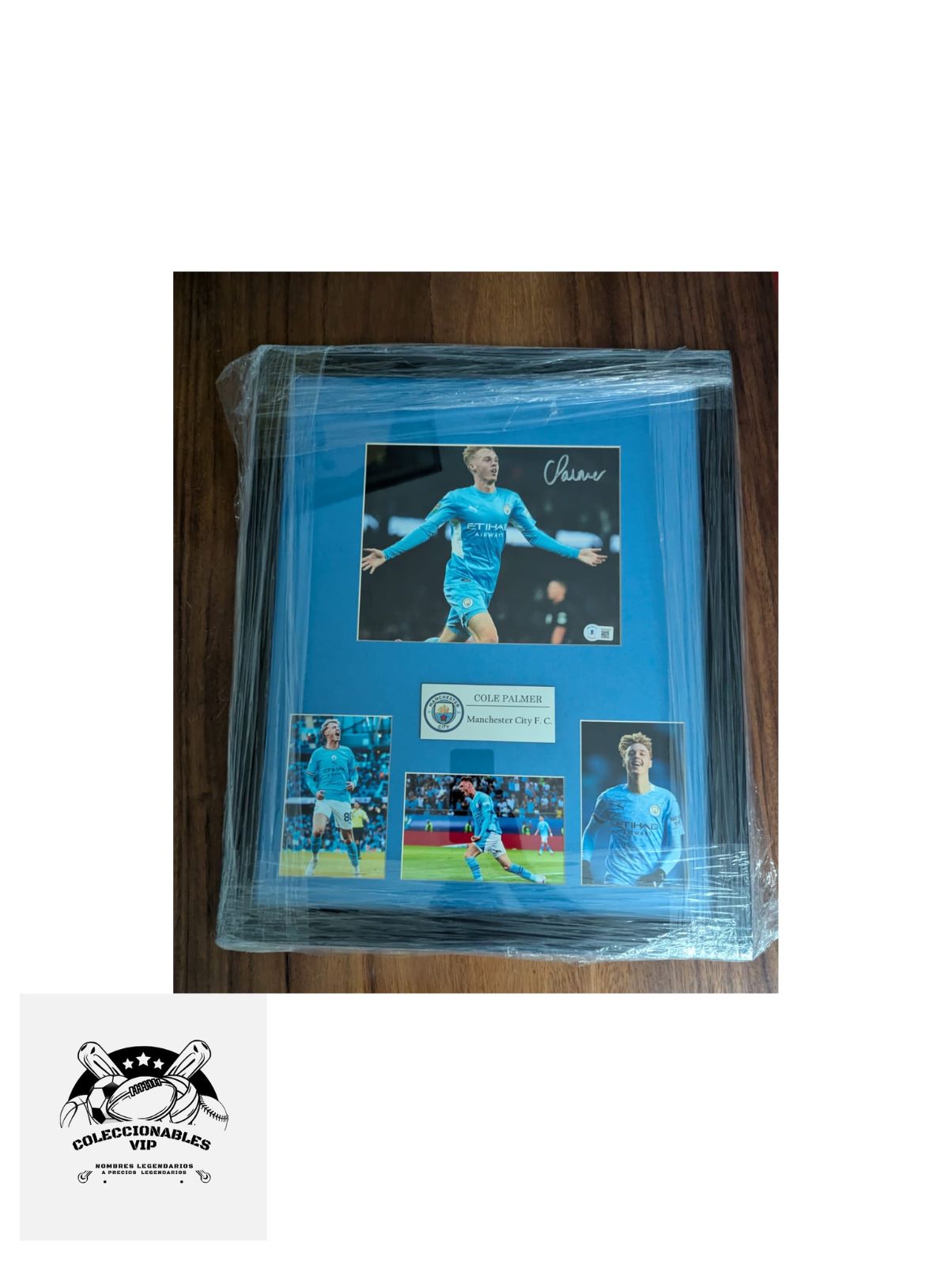 Cole Palmer Manchester City Cuadro con Fotografía autografiada firma certificada por Beckett WW42937.