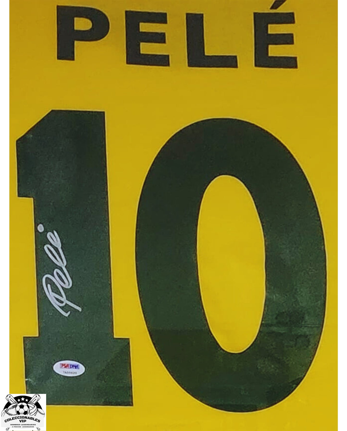 Pele Playera Brasil autografiada Enmarcada firma autentificada por la compañía PSA / DNA con el número 7A55620.