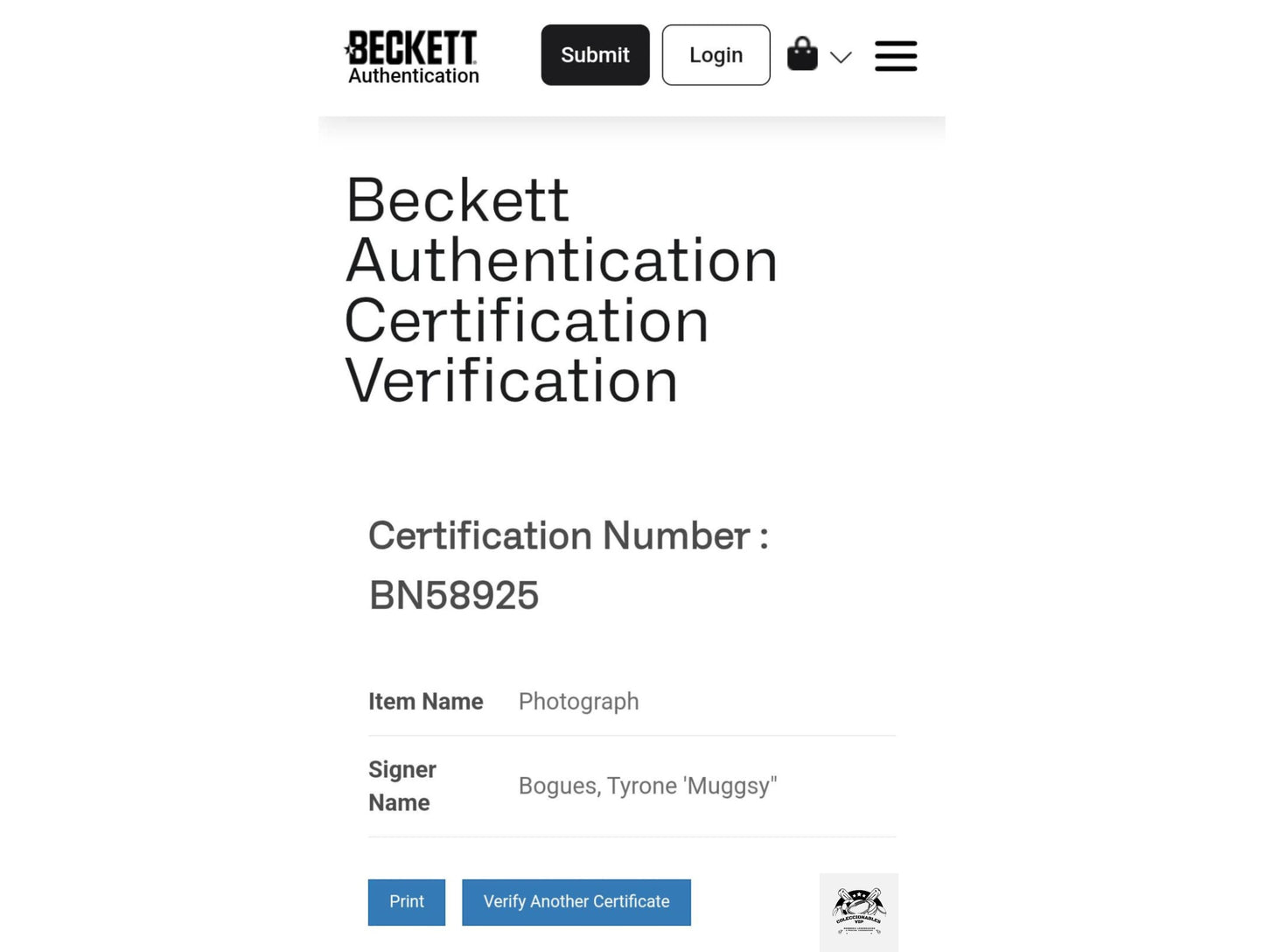 Muggsy Bogues Fotografía Chicago Bulls Autografiada firma certificada por Beckett BN58925