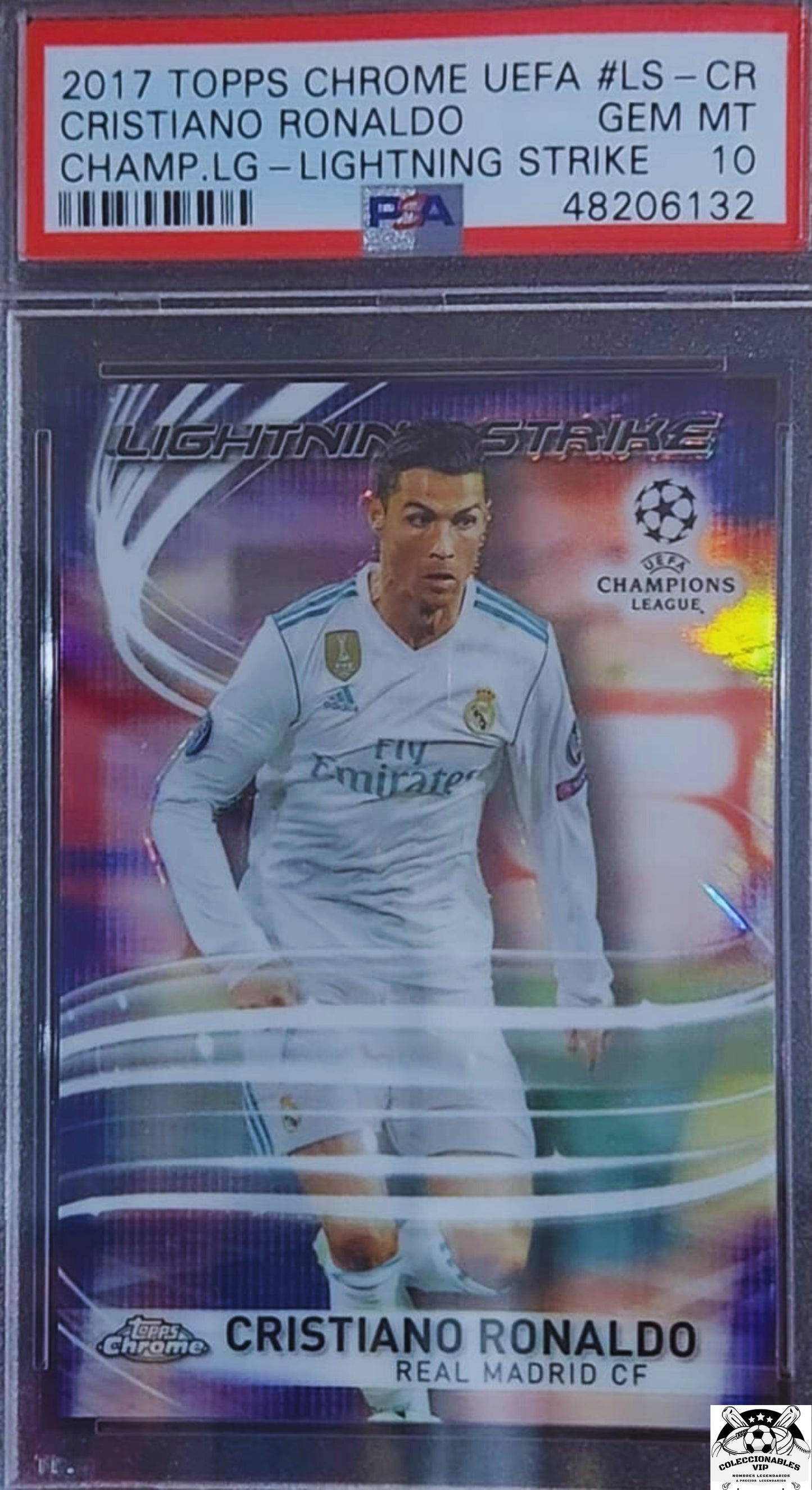 Cristiano Ronaldo CR7 Playera Manchester autografiada Enmarcada con 2 tarjetas PSA firma autentificada por la compañía Beckett con el número K66275.