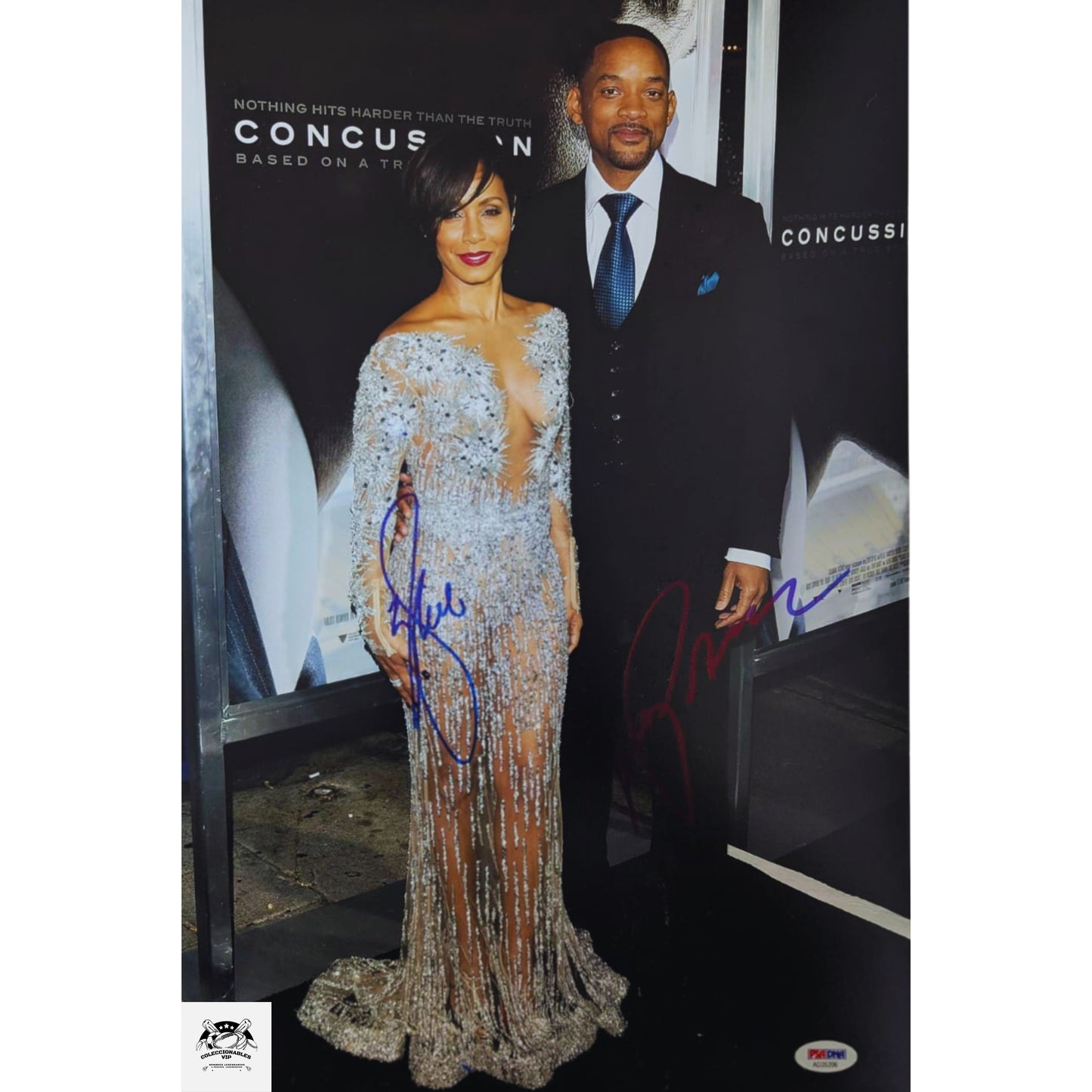 Will Smith y Jada fotografía autografiada por ambos firma certificada por PSA AD35206