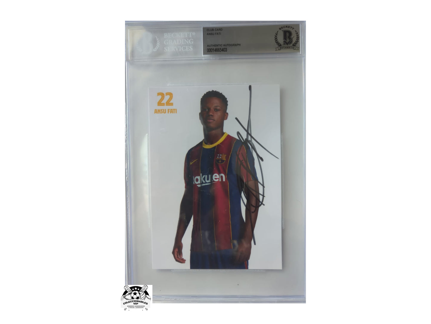 Ansu Fati FC Barcelona Postal autografiada firma certificada por Beckett 00014665403.