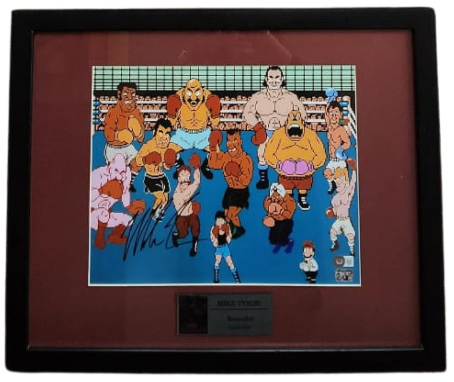 Mike Tyson Poster de Ponch Out enmarcado autografiado, firma certificada por la compañía Beckett con el número BF61613.