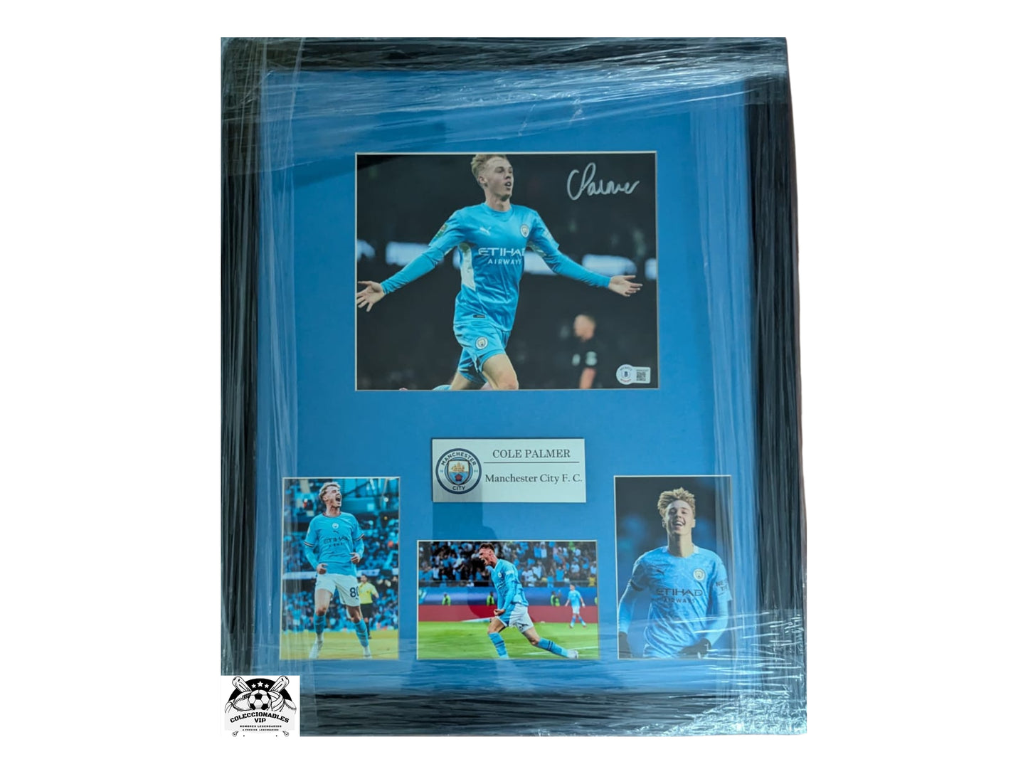 Cole Palmer Manchester City Cuadro con Fotografía autografiada firma certificada por Beckett WW42937.