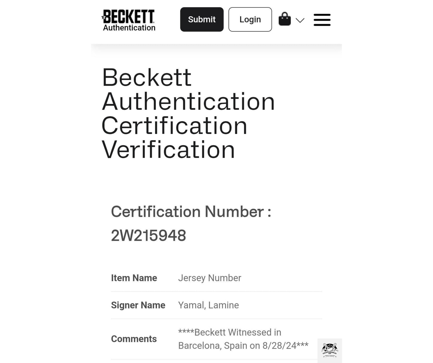 Lamine Yamal Playera FC Barcelona 27 autografiada certificada por Beckett 2W215948