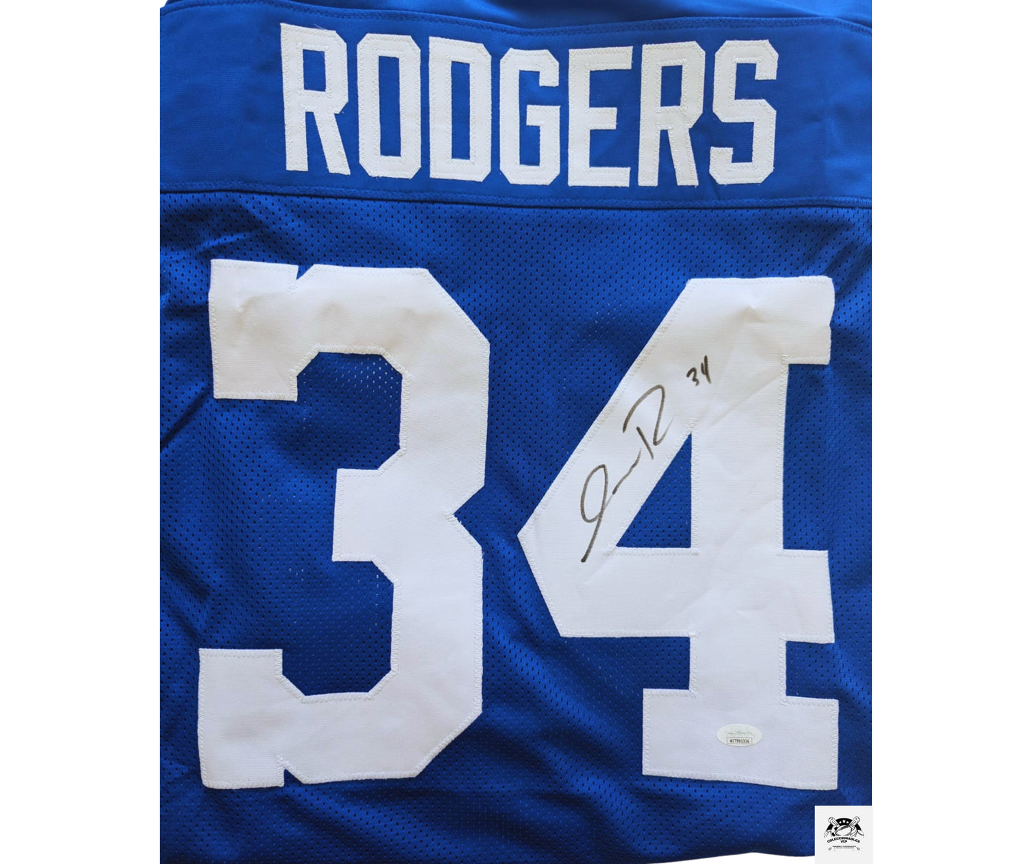 Isaiah Rodgers playera azul autografiada certificado JSA WIT991336
