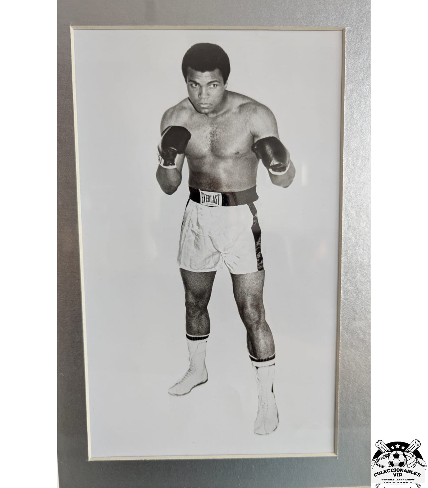 Muhammad Ali cuadro con Volante, boletos auténticos de sus peleas, pin de promoción y fotografía auténtica de los 70 s