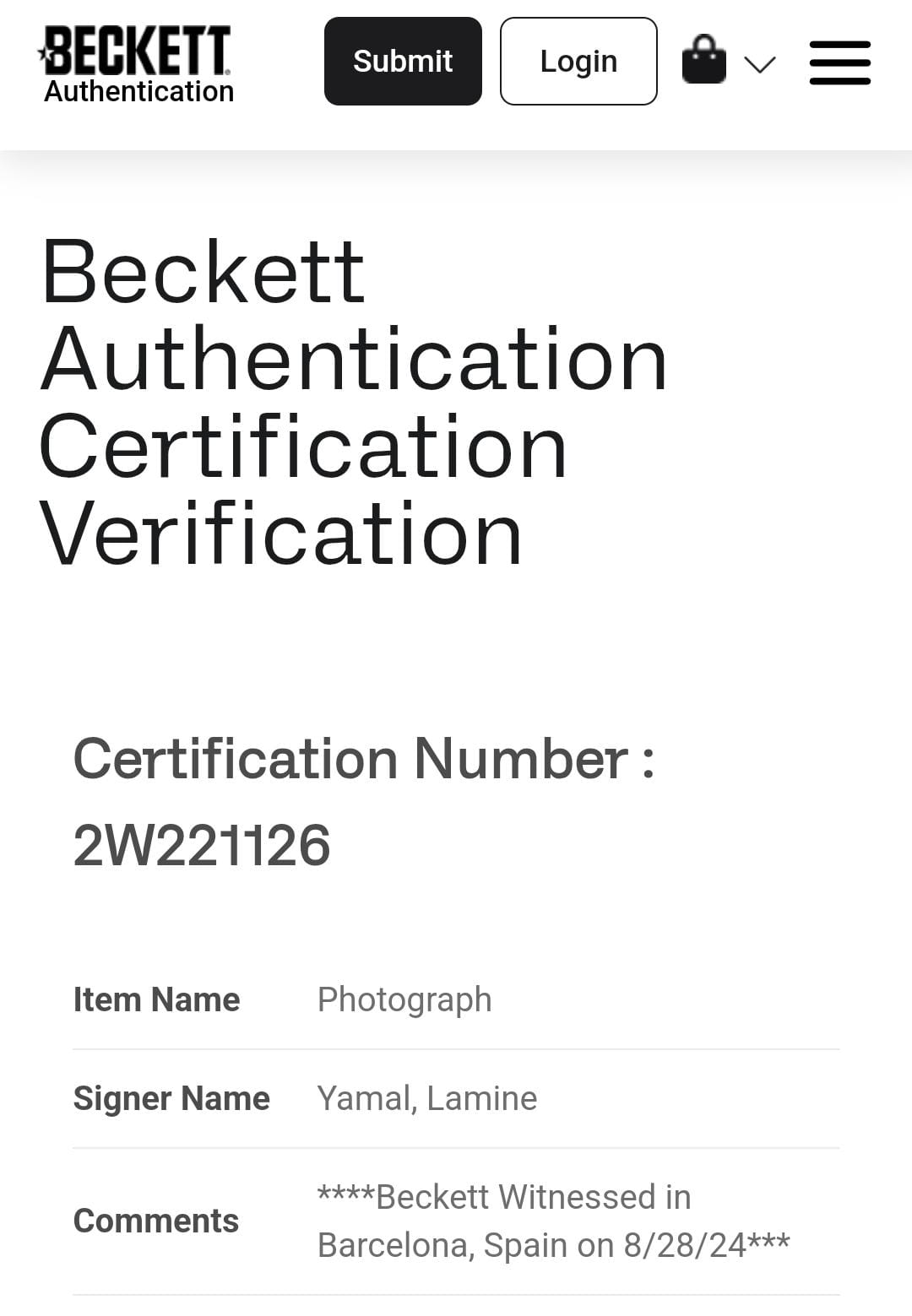 Lamine Yamal Celebrando fotografía FC Barcelona autografiada firma certificada por Beckett 2W221126