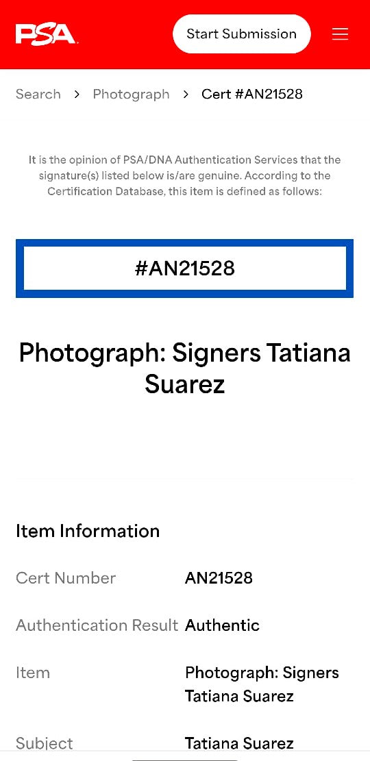 Tatiana Suarez UFC Fotografía Autografiada firma certificada por PSA AN21528, AN21535 y AN21537
