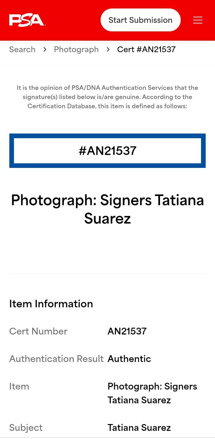 Tatiana Suarez UFC Fotografía Autografiada firma certificada por PSA AN21528, AN21535 y AN21537