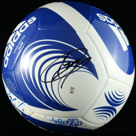 Balón Autografiado por ganadores de la Champions League (Christian Pulisic, Marcos Alonso, Jorginho, Mason Mount, Teddy Sharman-Lowe, Tomas Tuchel) autenticada por PSA, numero de certificado AL09959.