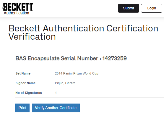 Gerard Pique TARJETA España 00014273259 autografiada autógrafo certificado por Beckett.