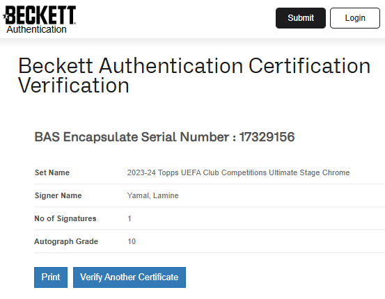 Lamine Yamal Tarjeta FC Barcelona Ultimate Stage autografiada firma certificada por Beckett 00017329156