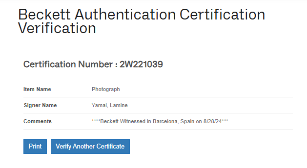 Lamine Yamal Gol fotografía Enmarcada autografiada firma certificada por Beckett 2W221039.