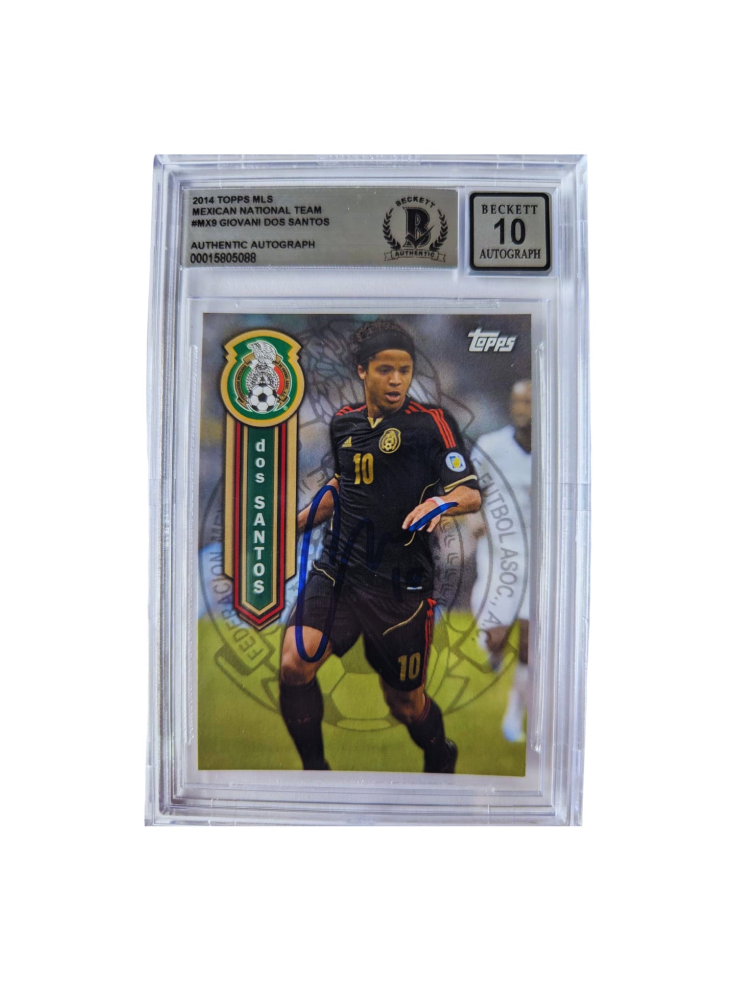 TARJETA # 00015805088 autografiada por Giovani Dos Santos autógrafo certificado por Beckett.