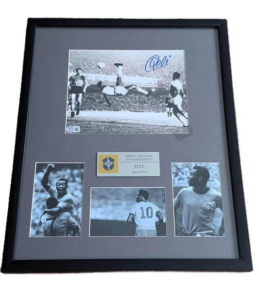 Pele Chilena Fotografía autografiada enmarcada firma certificada por Beckett BA26591.