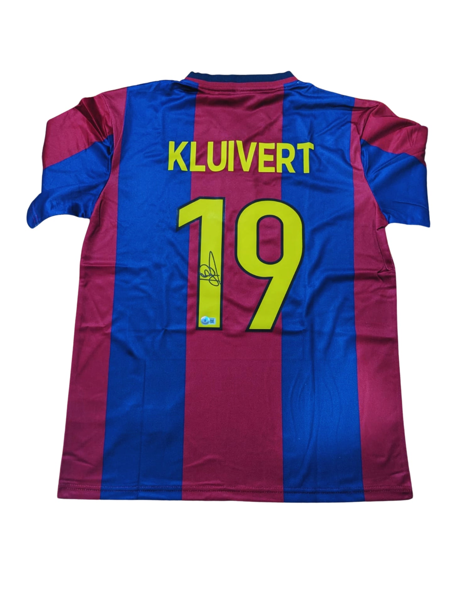 Playera autografiada por Patrick Kluivert firma autentificada por la compañía Beckett con el número BJ053608.