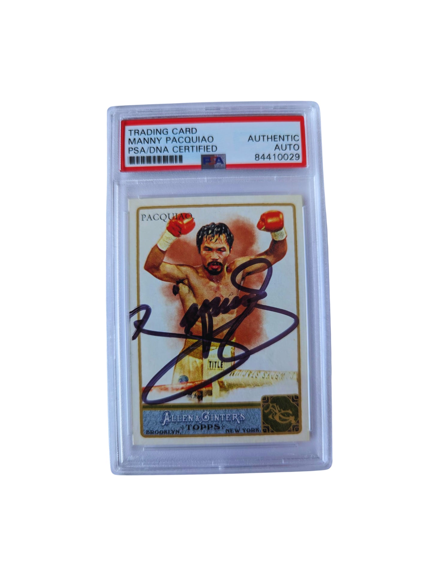 Tarjeta autografiada por Manny Pacquiao autenticada por PSA # 84410029.