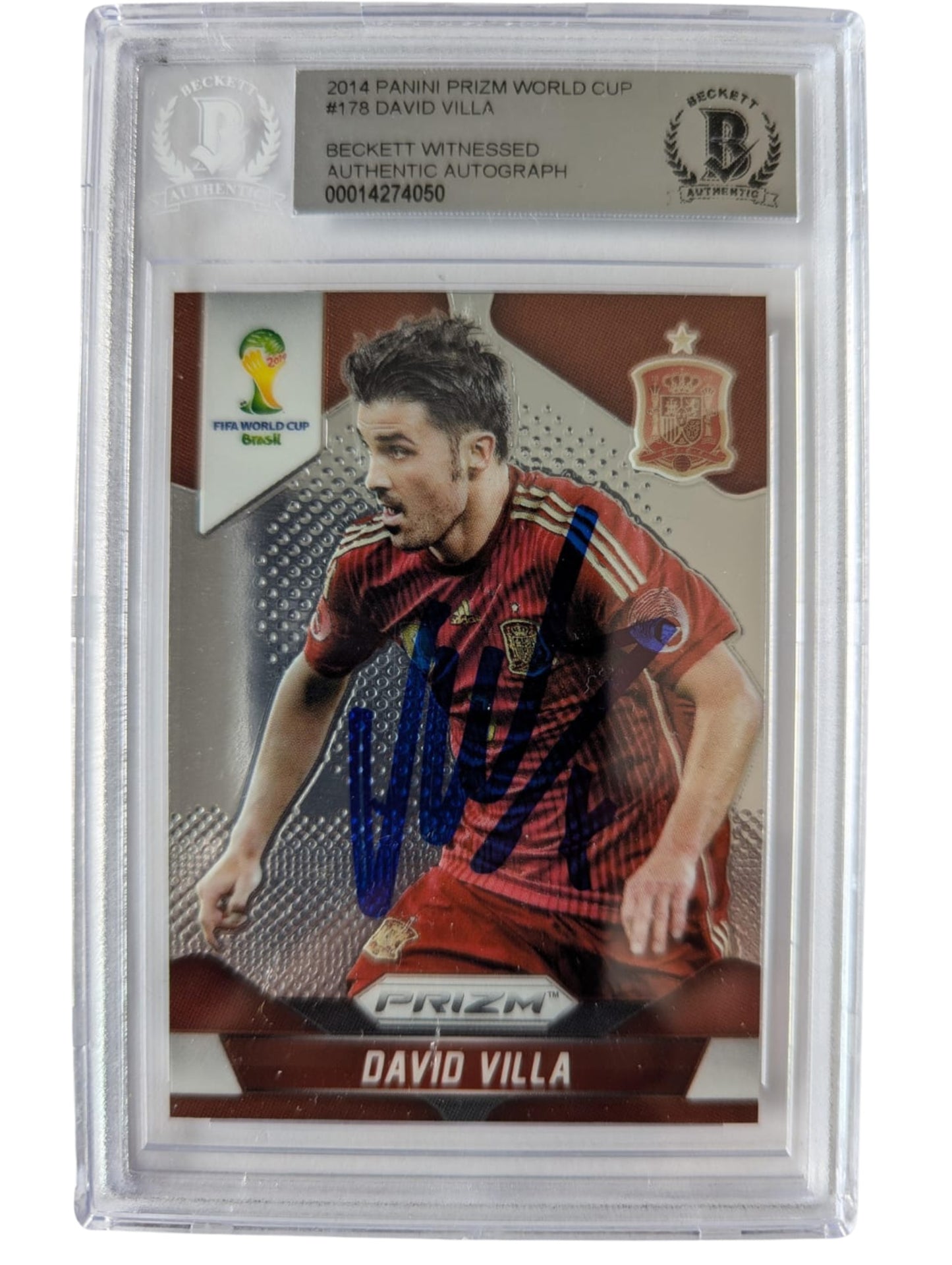 TARJETA # 0014274050 autografiada por David Villa autógrafo certificado por Beckett.