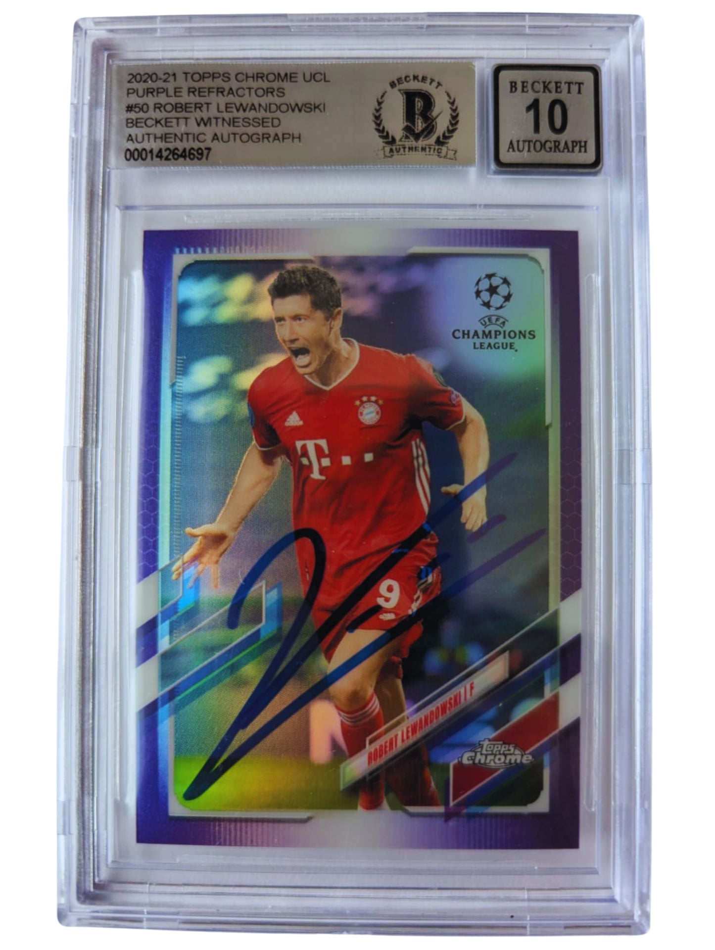 TARJETA # 00014264697 autografiada por Robert Lewandowski autógrafo certificado por Beckett.