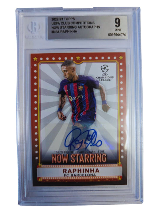 Raphinha TARJETA FC Barcelona # 0016544074 autografiada autógrafo certificado por Beckett.