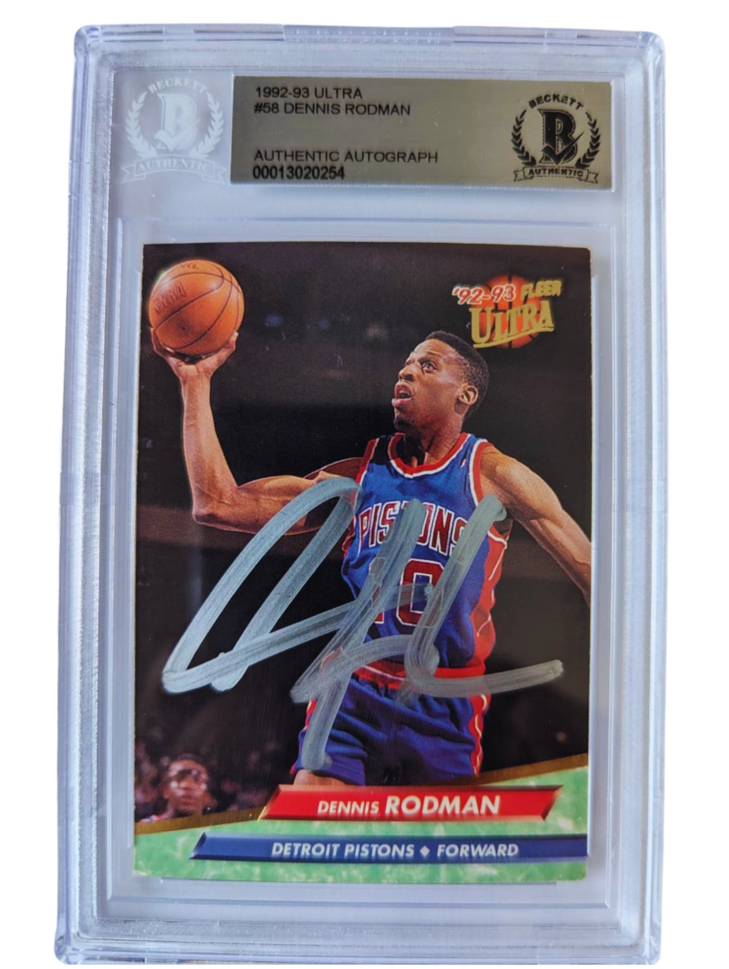 TARJETA 00013020254 autografiada por Dennis Rodman autógrafo certificado por Beckett.