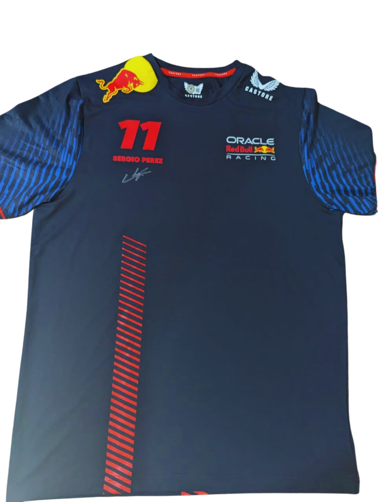 Jersey autografiado por Sergio "Checo" Pérez firma autentificada por la compañía Beckett con el número W622240