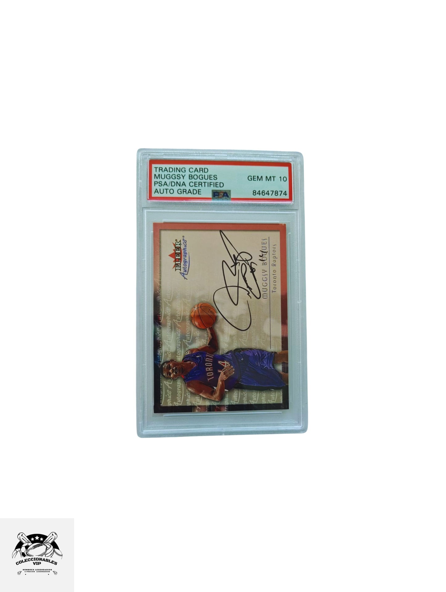 Tarjeta autografiada por Mugsy Bogues autenticada por PSA 84647874.