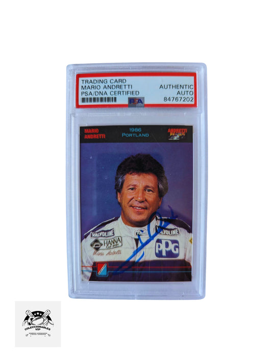 Tarjeta autografiada por la leyenda de la fórmula 1 Mario Andretti autenticada por PSA 84767202