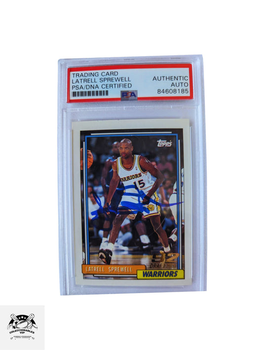 Tarjeta autografiada por Latrell Sprewell autenticada por PSA 84608185.