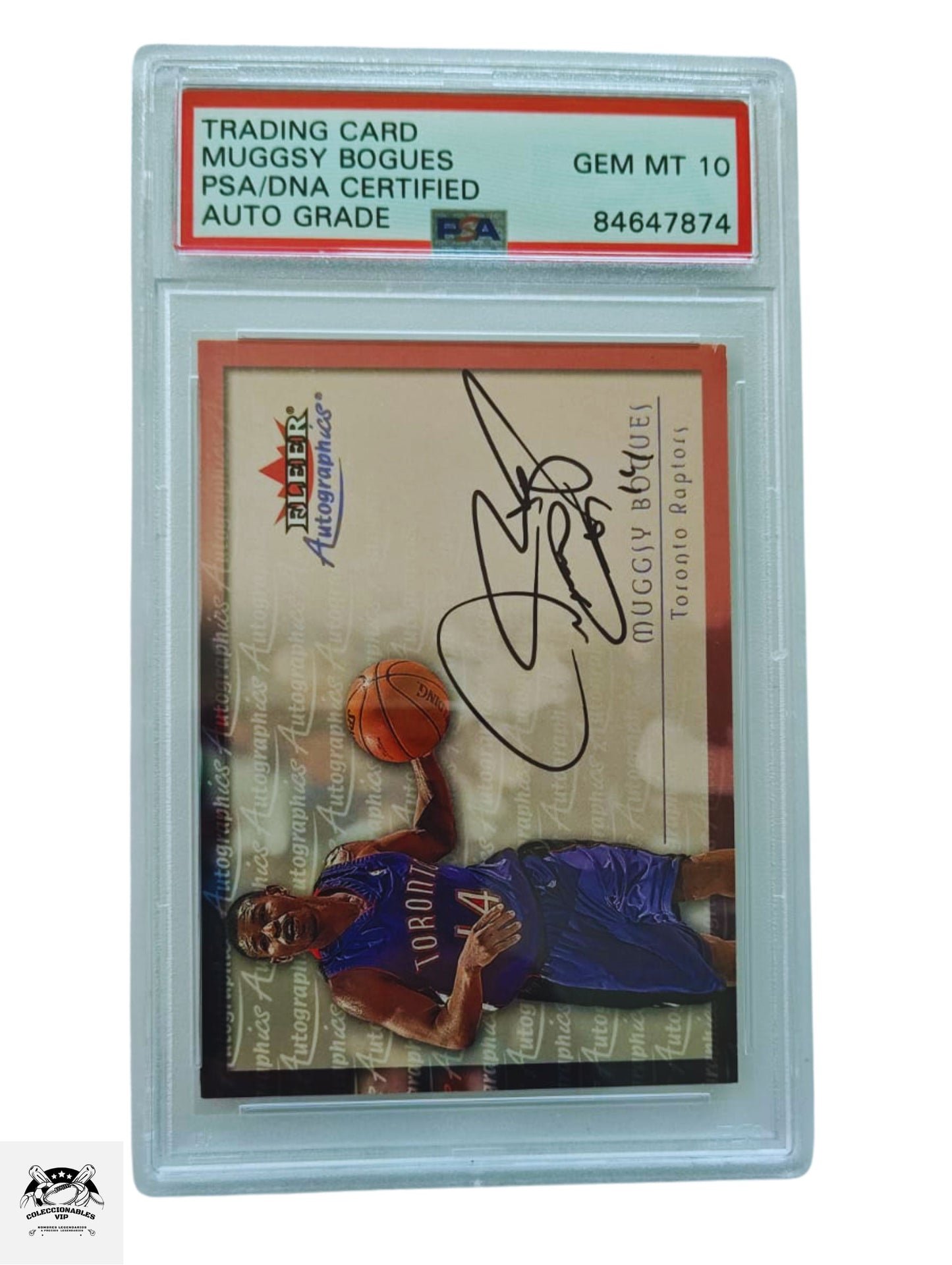 Tarjeta autografiada por Mugsy Bogues autenticada por PSA 84647874.