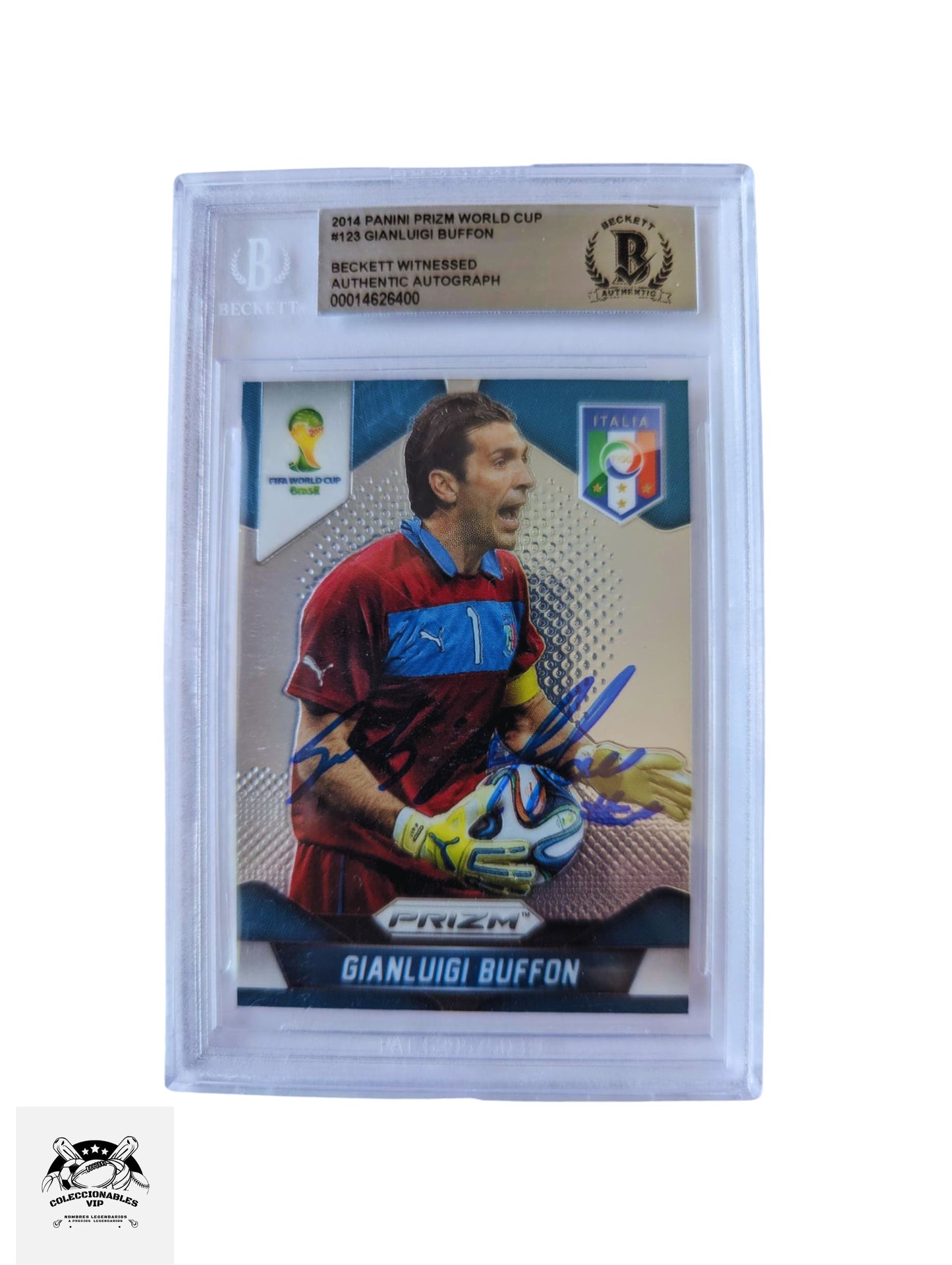 TARJETA 00014626400 autografiada por Gianluigi Buffon certificado el autógrafo por Beckett.