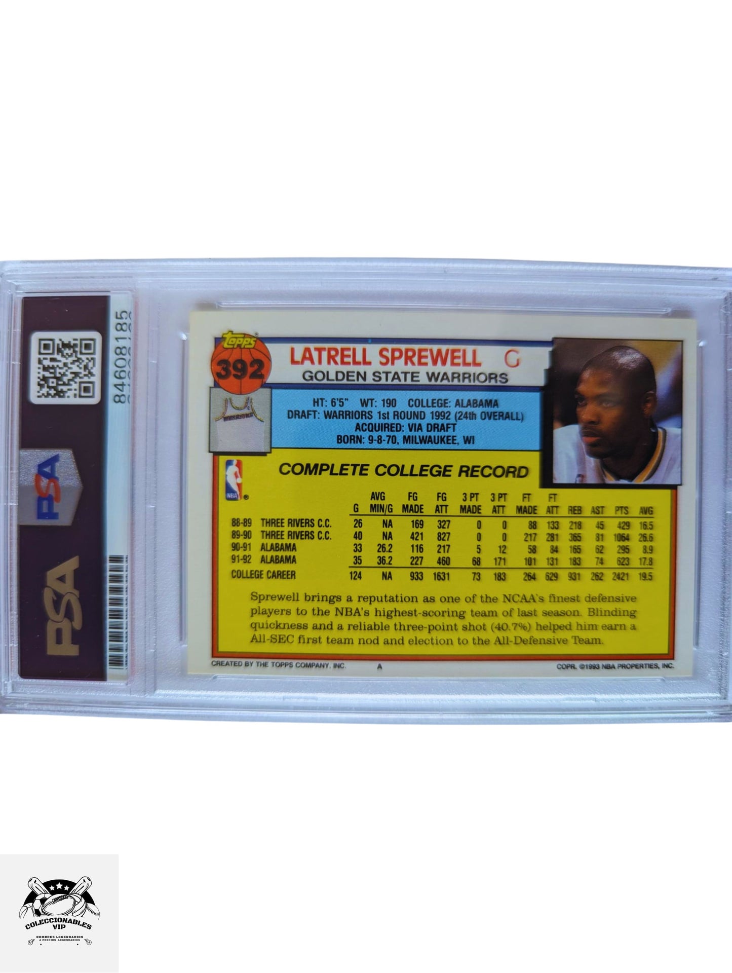 Tarjeta autografiada por Latrell Sprewell autenticada por PSA 84608185.