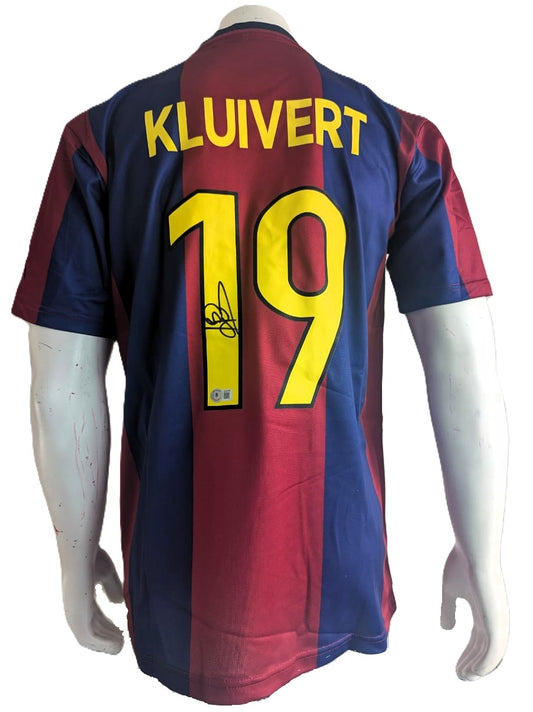 Patrick Kluivert Playera FC Barcelona autografiada firma autentificada por la compañía Beckett