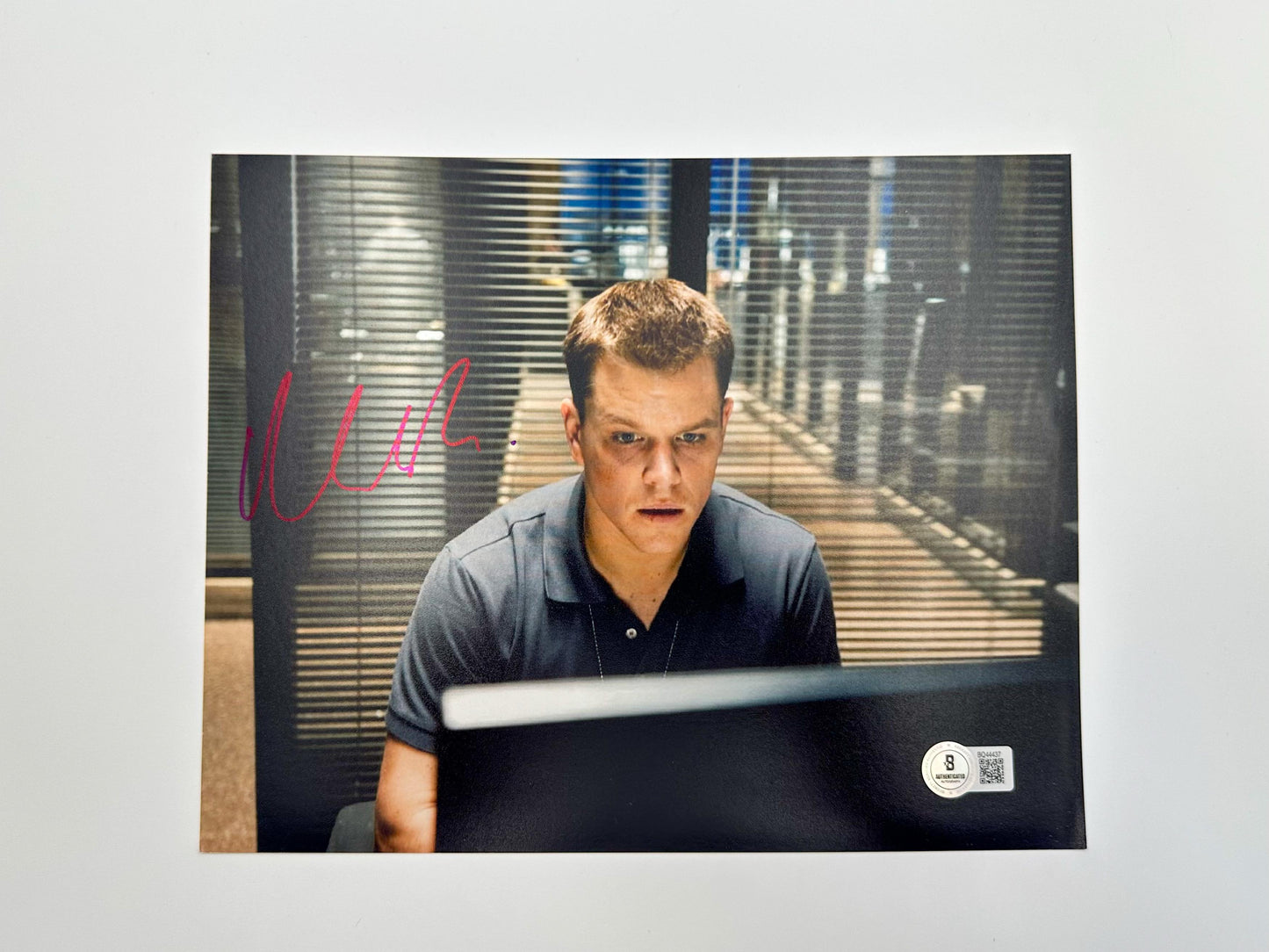 Matt Damon Fotografía autografiada “Los Infiltrados”, firma certificada por la compañía Beckett con el número BQ44437