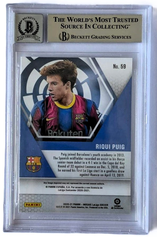Riqui Puig Tarjeta 2020 - 21 Autografiada Barcelona Certificada por Beckett 00014625803