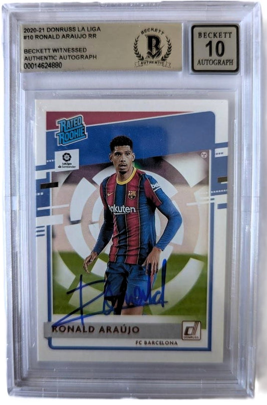 Ronald Araújo Tarjeta 2020-21 Autografiada Barcelona Donruss La Liga Certificada por Beckett 00014624880