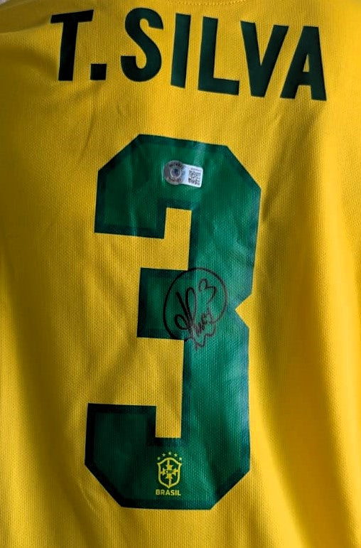 Thiago Silva playera Brasil autografiada certificada por Beckett WS00029