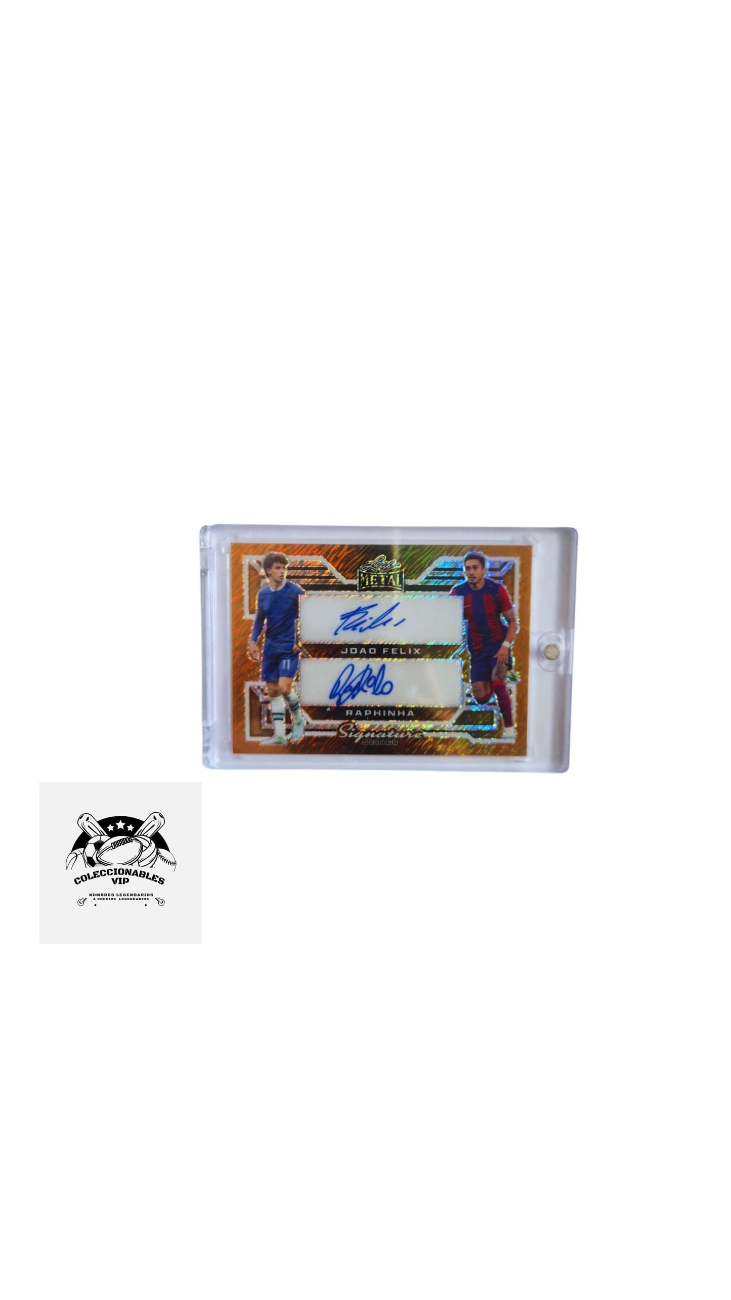 Tarjeta Leaf autografiada por João Félix y Raphinha, edición limitada 1/1.