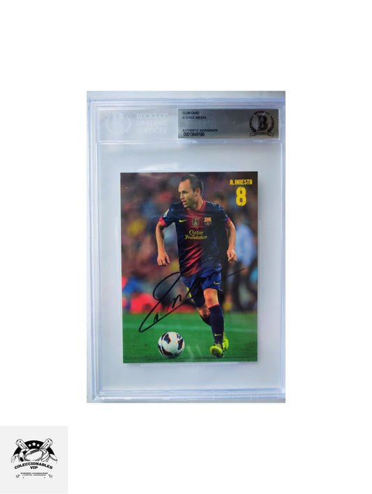 Andres Iniesta Postal autografiada firma certificada por Beckett.