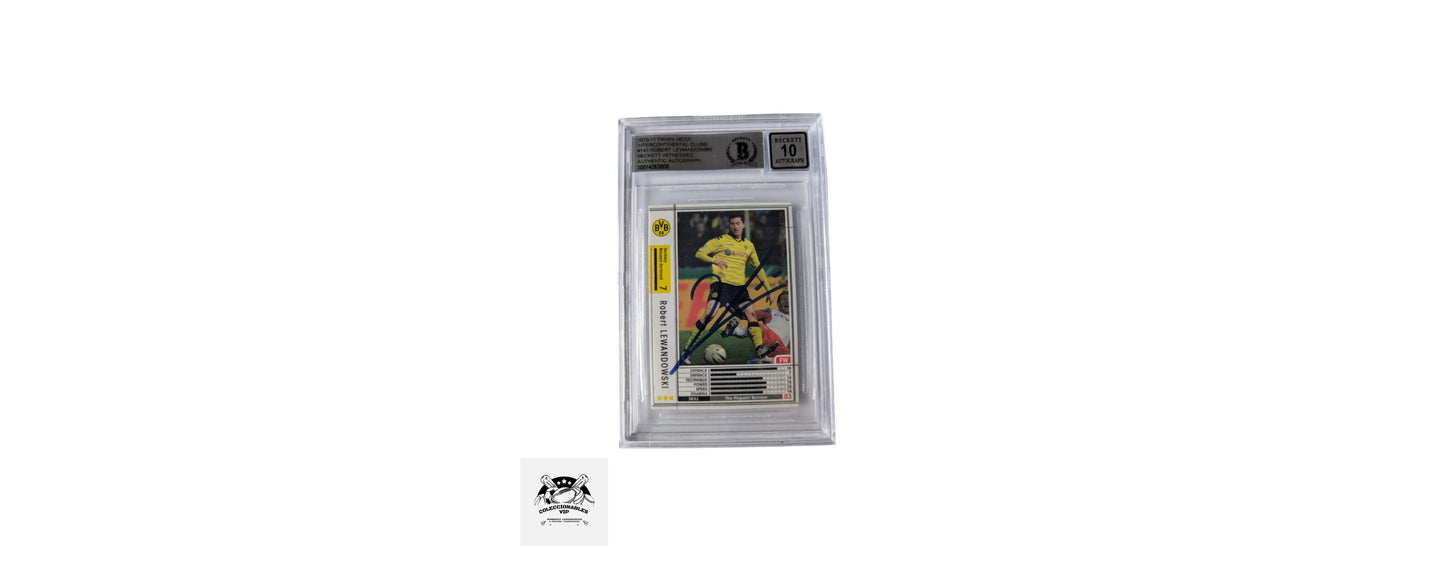Robert Lewandowski tarjeta autografiada certificado el autógrafo por Beckett 00014263808.