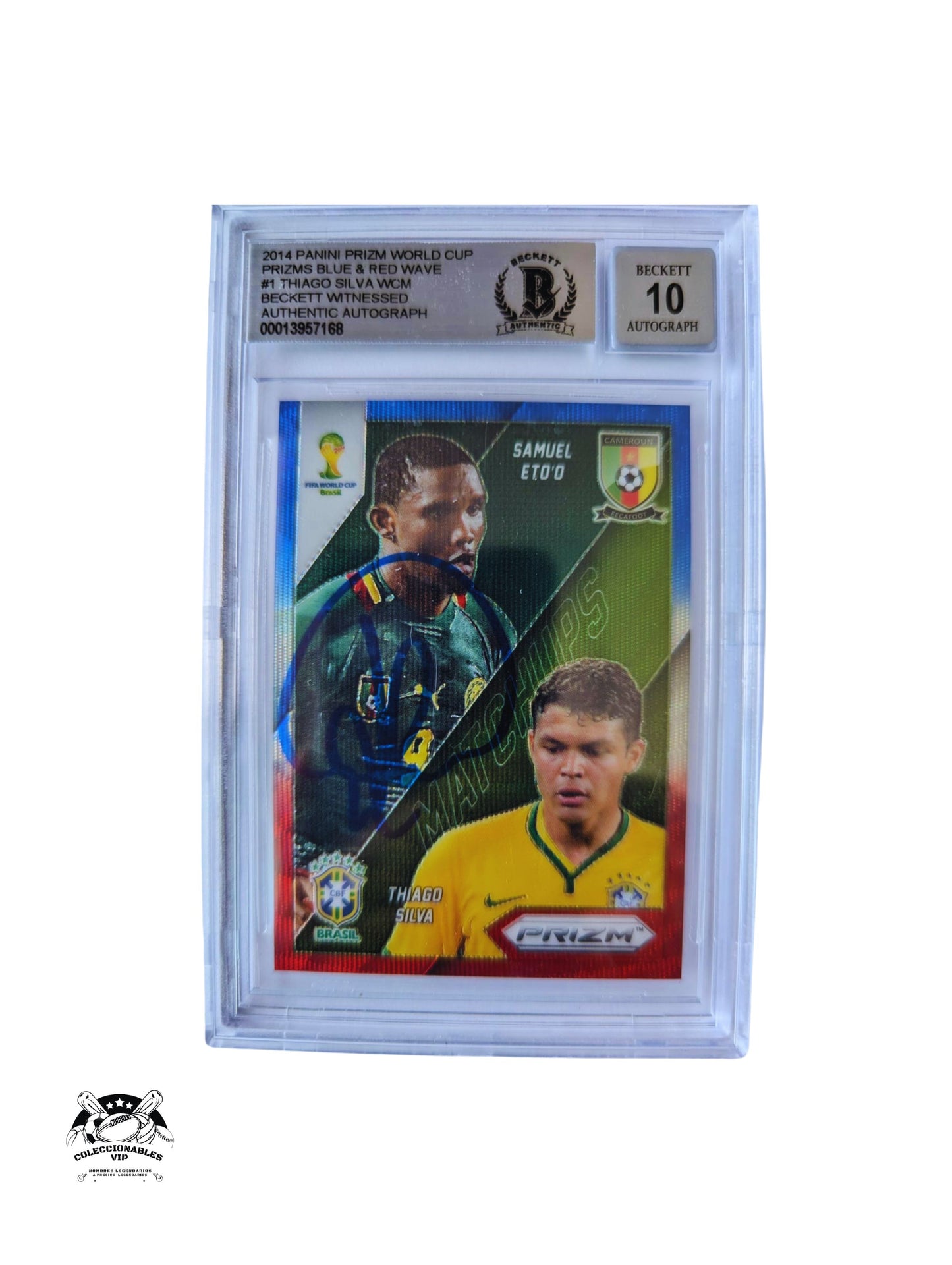 TARJETA  00013957168 autografiada por Thiago Silva autógrafo certificado por Beckett.