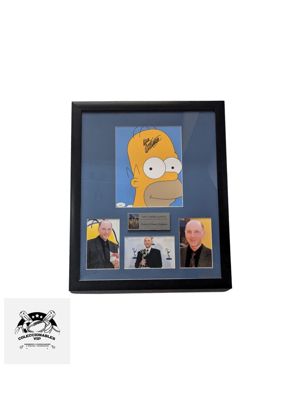 Fotografía enmarcada de los Simpson autografiada por Dan Castellaneta, voz de Homero Simpson, con certificado de autenticidad de JSA