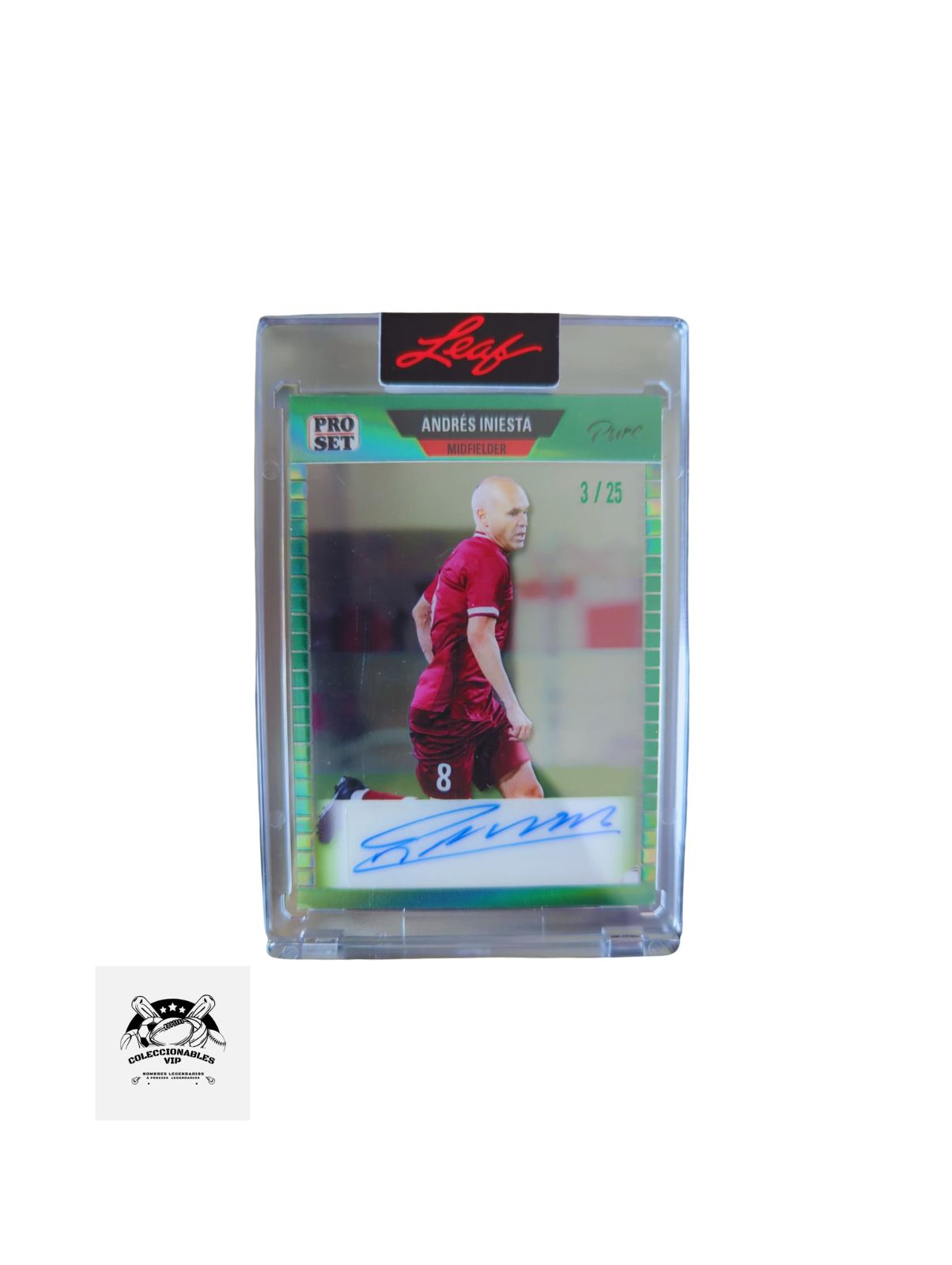 Andres Iniesta Tarjeta 3/25 Leaf Pro Set Autografiada.