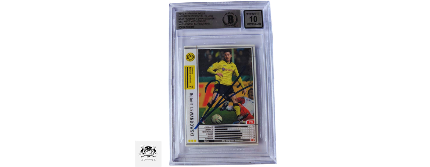 Robert Lewandowski tarjeta autografiada certificado el autógrafo por Beckett 00014263808.