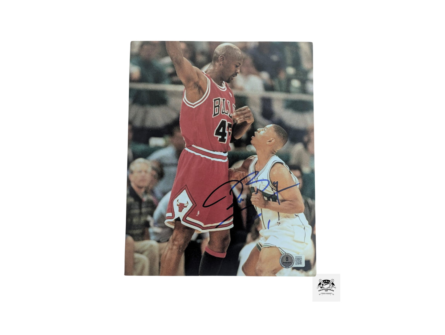 Muggsy Bogues Fotografía Chicago Bulls Autografiada firma certificada por Beckett BN58925