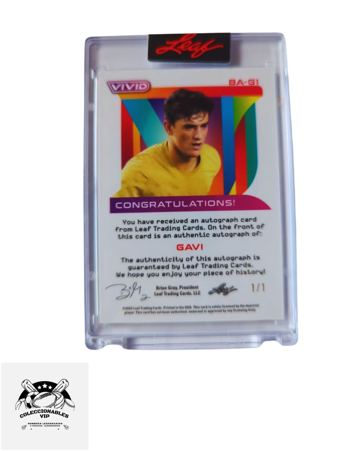 Gavi Tarjeta 1/1 Leaf  Rookie en el frente encontrarás su autógrafo.
